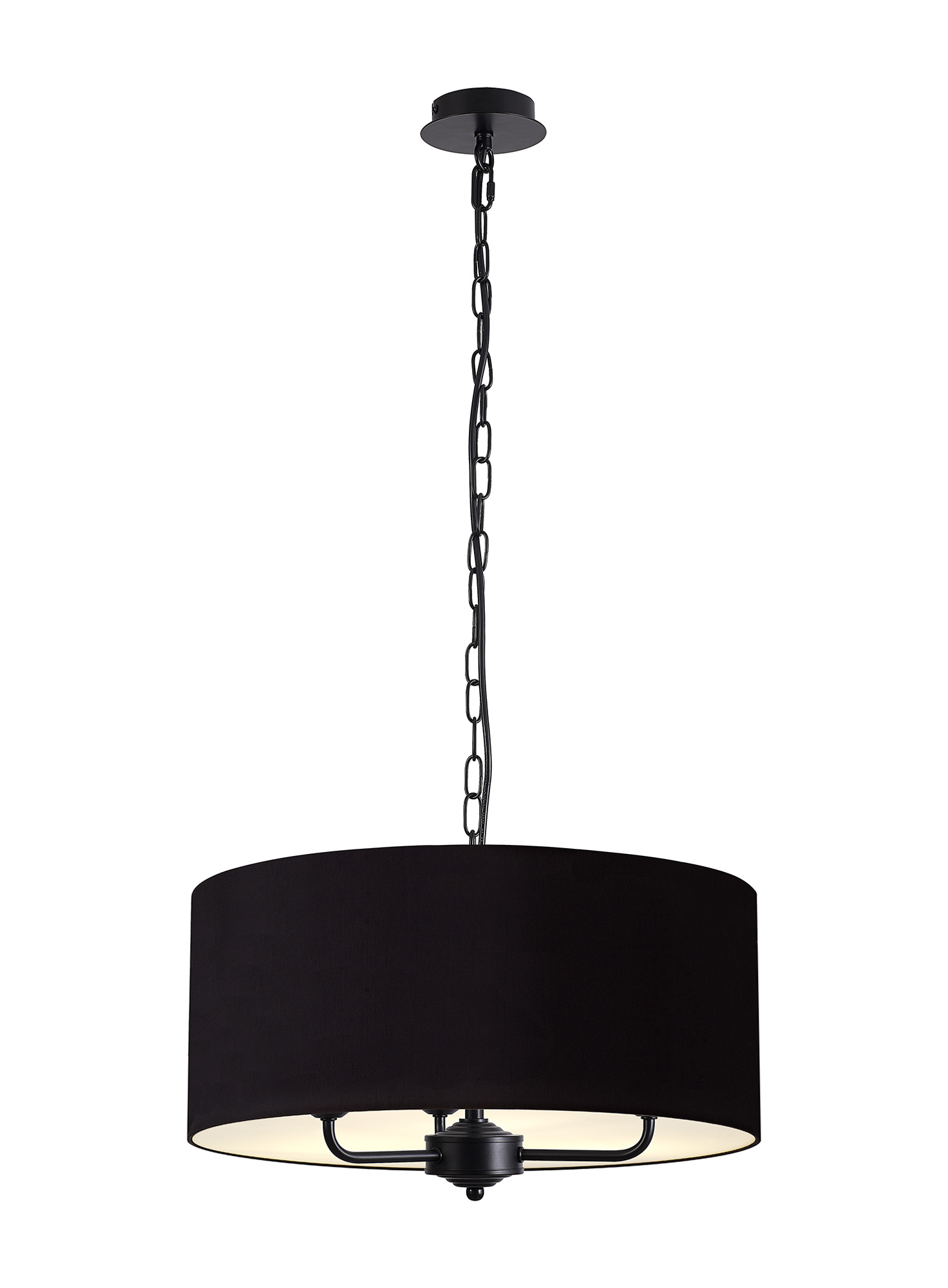 DK1035  Banyan 50cm 3 Light Pendant Matt Black, Midnight Black/Green Olive